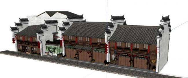 Sketchup商业模型|多层商业区，中式风格