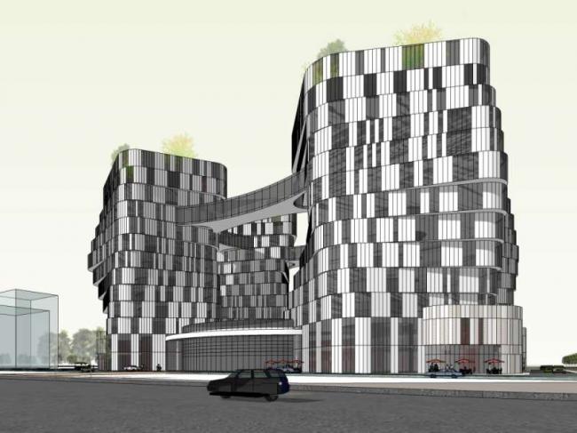 Sketchup综合体模型|多高层综合体，办公，底层商业，酒店，公寓，现代风格