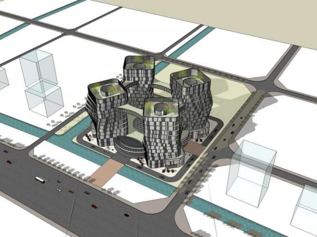 Sketchup综合体模型|多高层综合体，办公，底层商业，酒店，公寓，现代风格