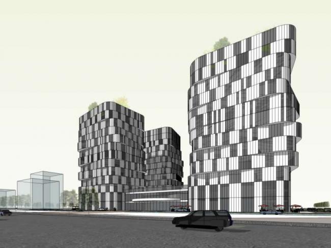 Sketchup综合体模型|多高层综合体，办公，底层商业，酒店，公寓，现代风格