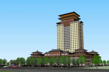 Sketchup酒店模型|高层酒店，中式风格-BIM建筑网