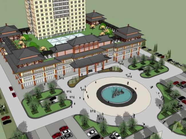 Sketchup酒店模型|高层酒店，中式风格