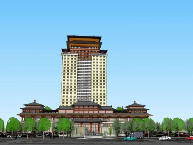 Sketchup酒店模型|高层酒店，中式风格