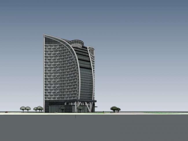 Sketchup办公模型|高层办公楼，现代风格