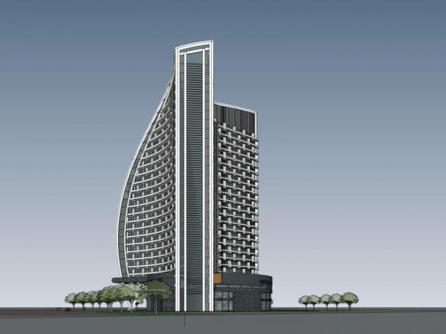 Sketchup办公模型|高层办公楼，现代风格