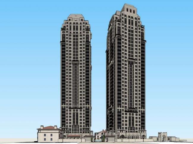 Sketchup住宅模型|超高层住宅楼，古典风格