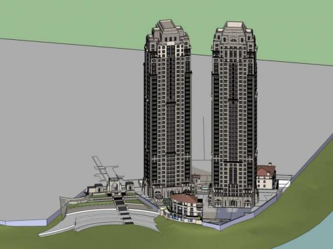 Sketchup住宅模型|超高层住宅楼，古典风格