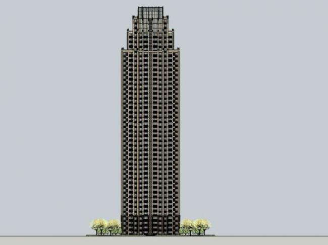 Sketchup住宅模型|超高层住宅楼，古典风格