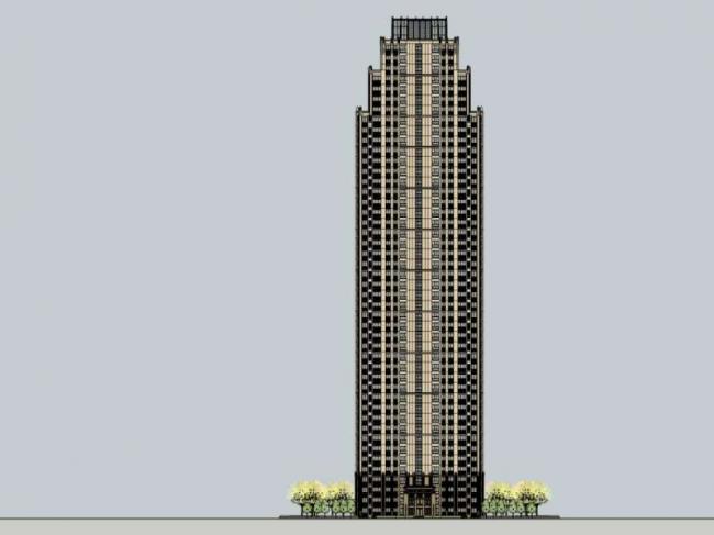 Sketchup住宅模型|超高层住宅楼，古典风格