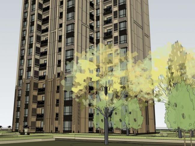 Sketchup住宅模型|超高层住宅楼，古典风格