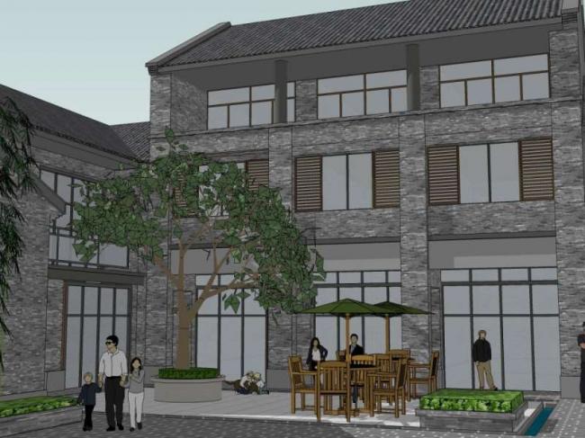 Sketchup商业模型|叠拼别墅，商业，中式风格