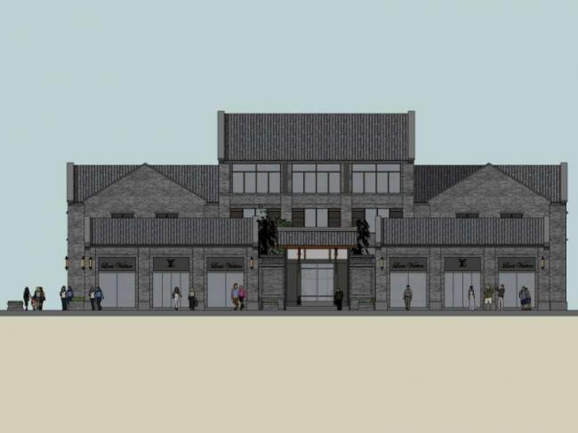 Sketchup商业模型|叠拼别墅，商业，中式风格