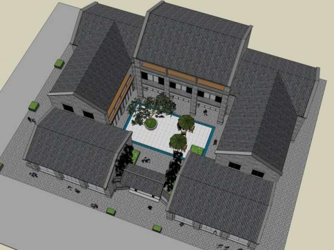 Sketchup商业模型|叠拼别墅，商业，中式风格