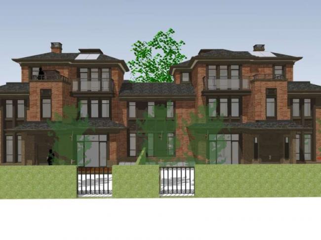 Sketchup别墅模型|双拼别墅，现代中式风格