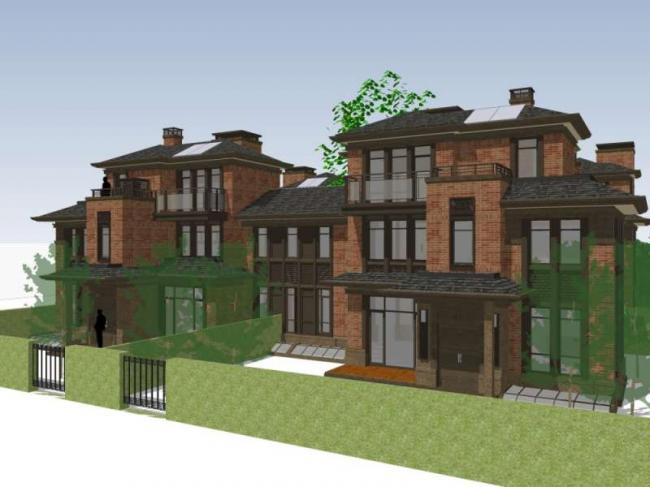 Sketchup别墅模型|双拼别墅，现代中式风格