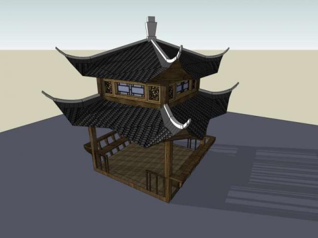 Sketchup小品模型|亭子，中式风格，小品