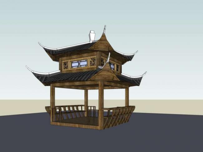 Sketchup小品模型|亭子，中式风格，小品