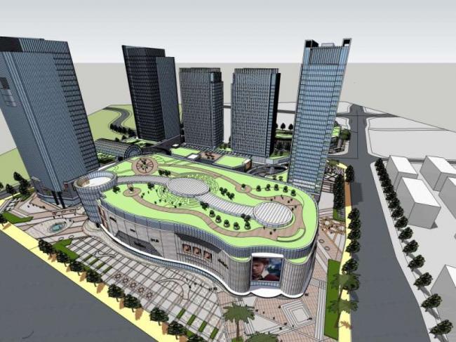 Sketchup商业模型|高层办公楼，购物中心，商业，综合体，现代风格