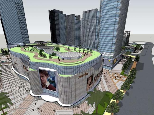 Sketchup商业模型|高层办公楼，购物中心，商业，综合体，现代风格