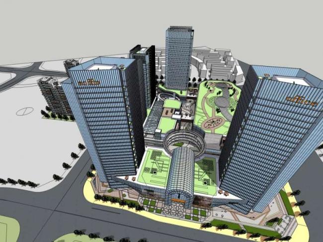 Sketchup商业模型|高层办公楼，购物中心，商业，综合体，现代风格