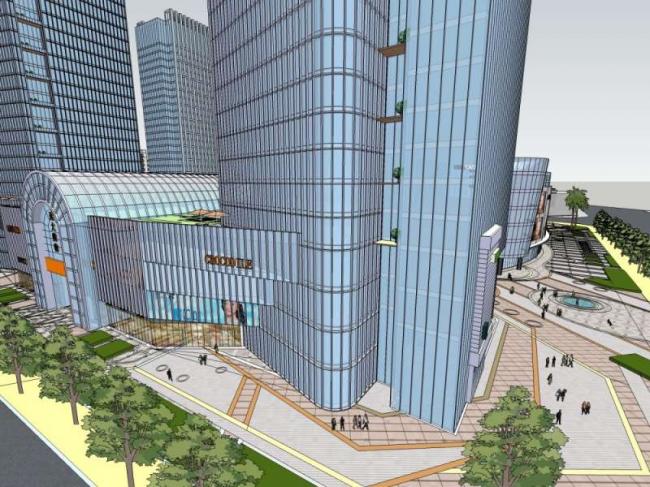 Sketchup商业模型|高层办公楼，购物中心，商业，综合体，现代风格