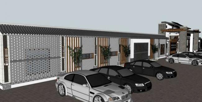 Sketchup商业模型|多层酒楼，商业，中式风格