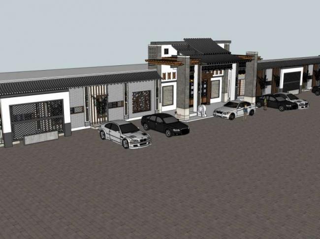 Sketchup商业模型|多层酒楼，商业，中式风格