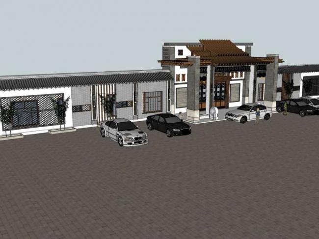 Sketchup商业模型|多层酒楼，商业，中式风格