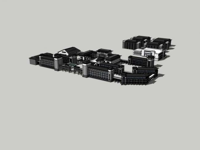 Sketchup文化模型|多层博物馆，文化建筑，中式风格