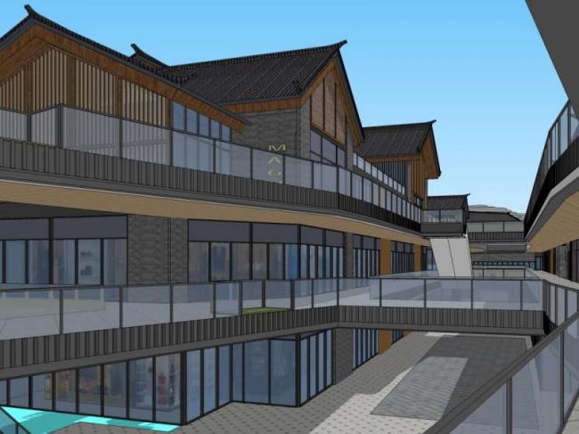 Sketchup商业模型|多层商业街，中式风格