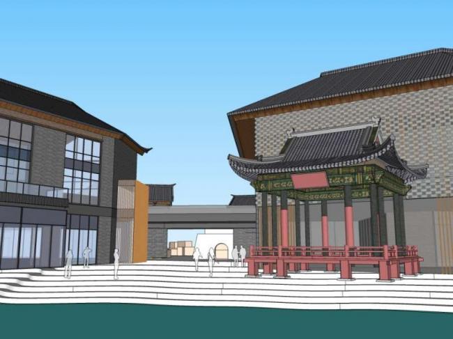 Sketchup商业模型|多层商业街，中式风格