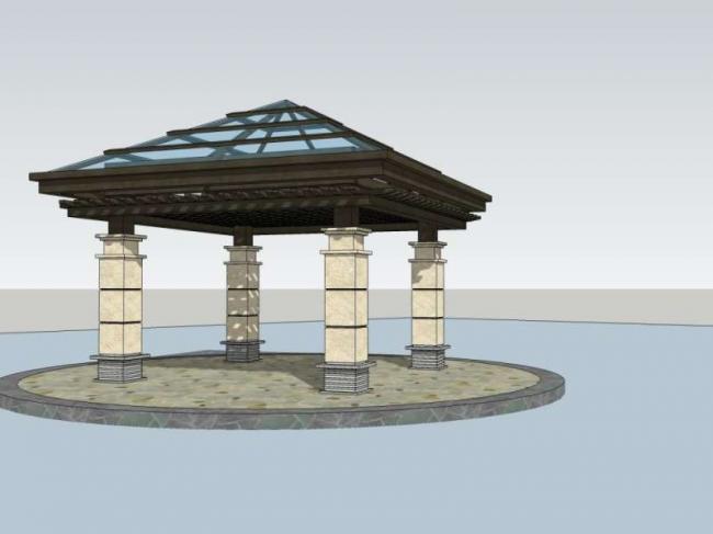 Sketchup小品模型|亭子，古典风格，小品