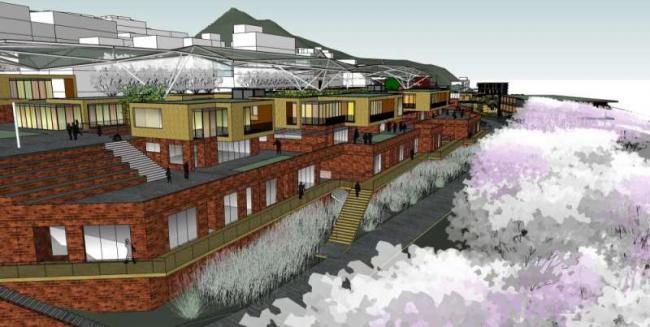 Sketchup商业模型|多层商业街，现代风格