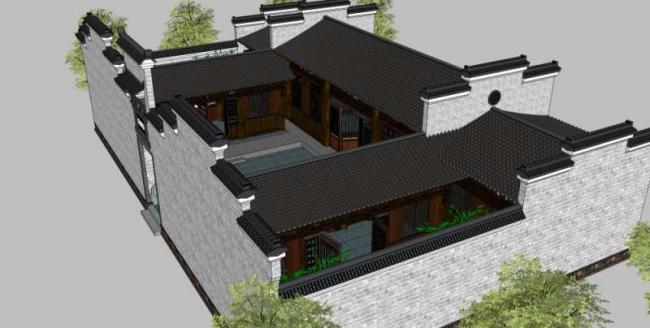 Sketchup古建筑模型|多层庭院，中式风格，古建