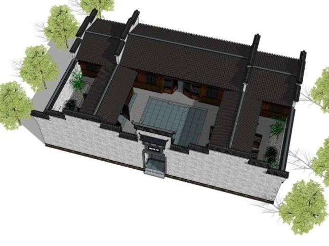 Sketchup古建筑模型|多层庭院，中式风格，古建