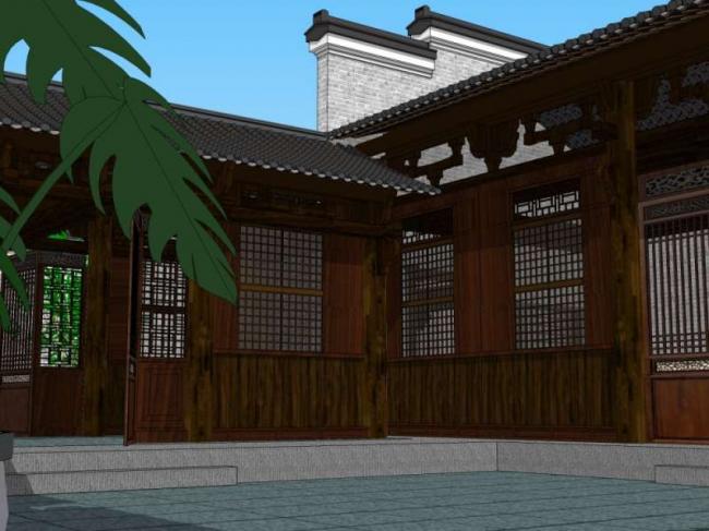 Sketchup古建筑模型|多层庭院，中式风格，古建