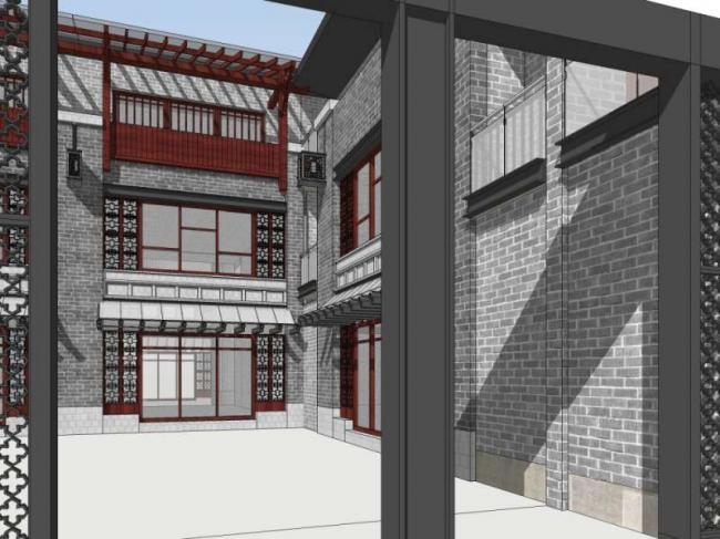 Sketchup商业模型|多层商业街，中式风格