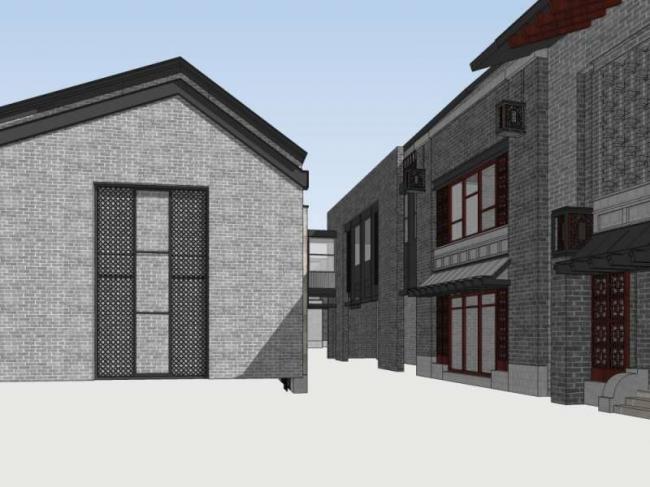 Sketchup商业模型|多层商业街，中式风格