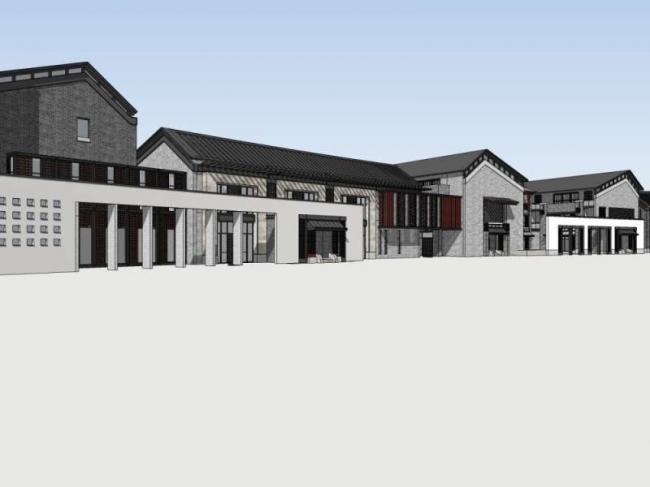 Sketchup商业模型|多层商业街，中式风格