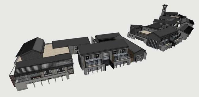 Sketchup商业模型|多层商业街，中式风格