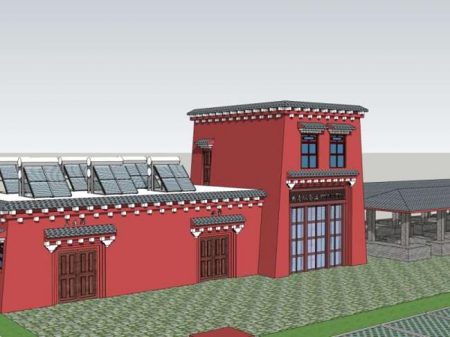 Sketchup车站路桥|多层驿站，现代中式风格