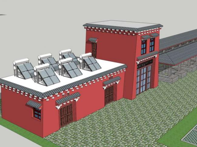Sketchup车站路桥|多层驿站，现代中式风格
