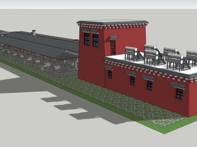 Sketchup车站路桥|多层驿站，现代中式风格