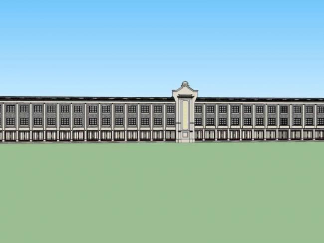 Sketchup商业模型|商业街道建筑，古典风格