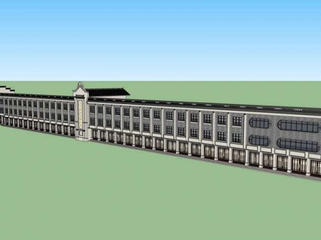Sketchup商业模型|商业街道建筑，古典风格