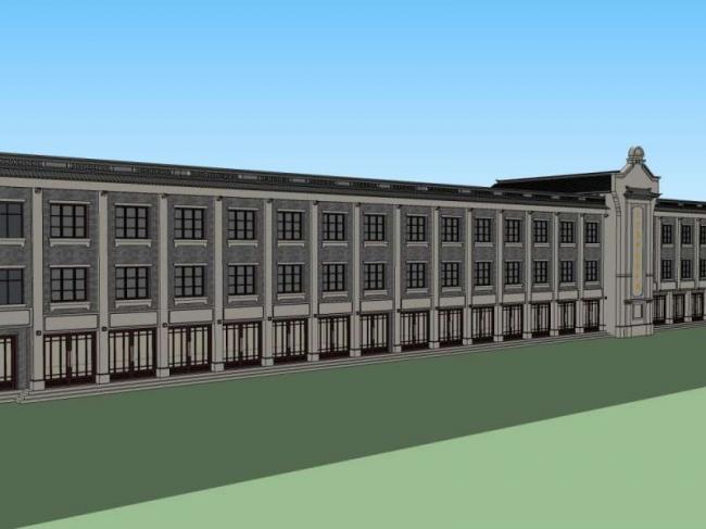 Sketchup商业模型|商业街道建筑，古典风格