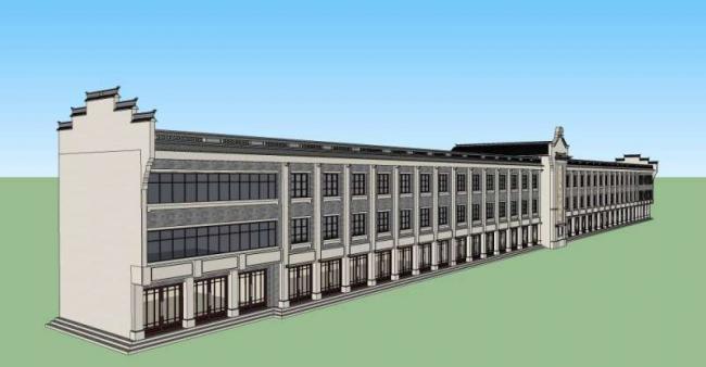 Sketchup商业模型|商业街道建筑，古典风格