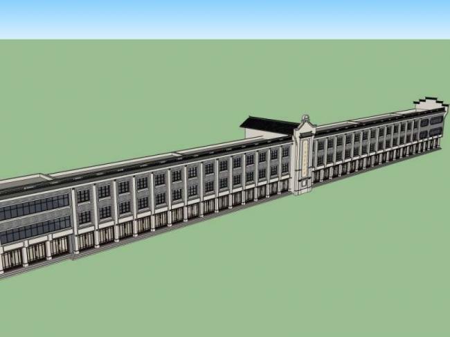 Sketchup商业模型|商业街道建筑，古典风格