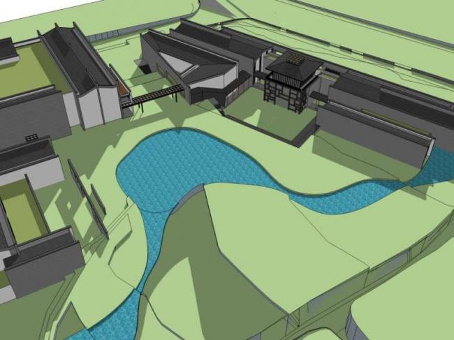 Sketchup文化模型|多层博物馆，文化建筑，中式风格