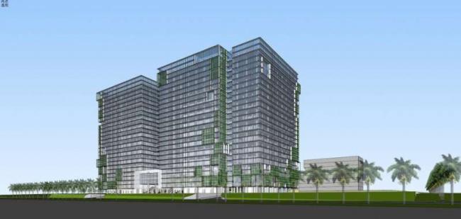 Sketchup办公模型|高层产业园，办公楼，现代风格